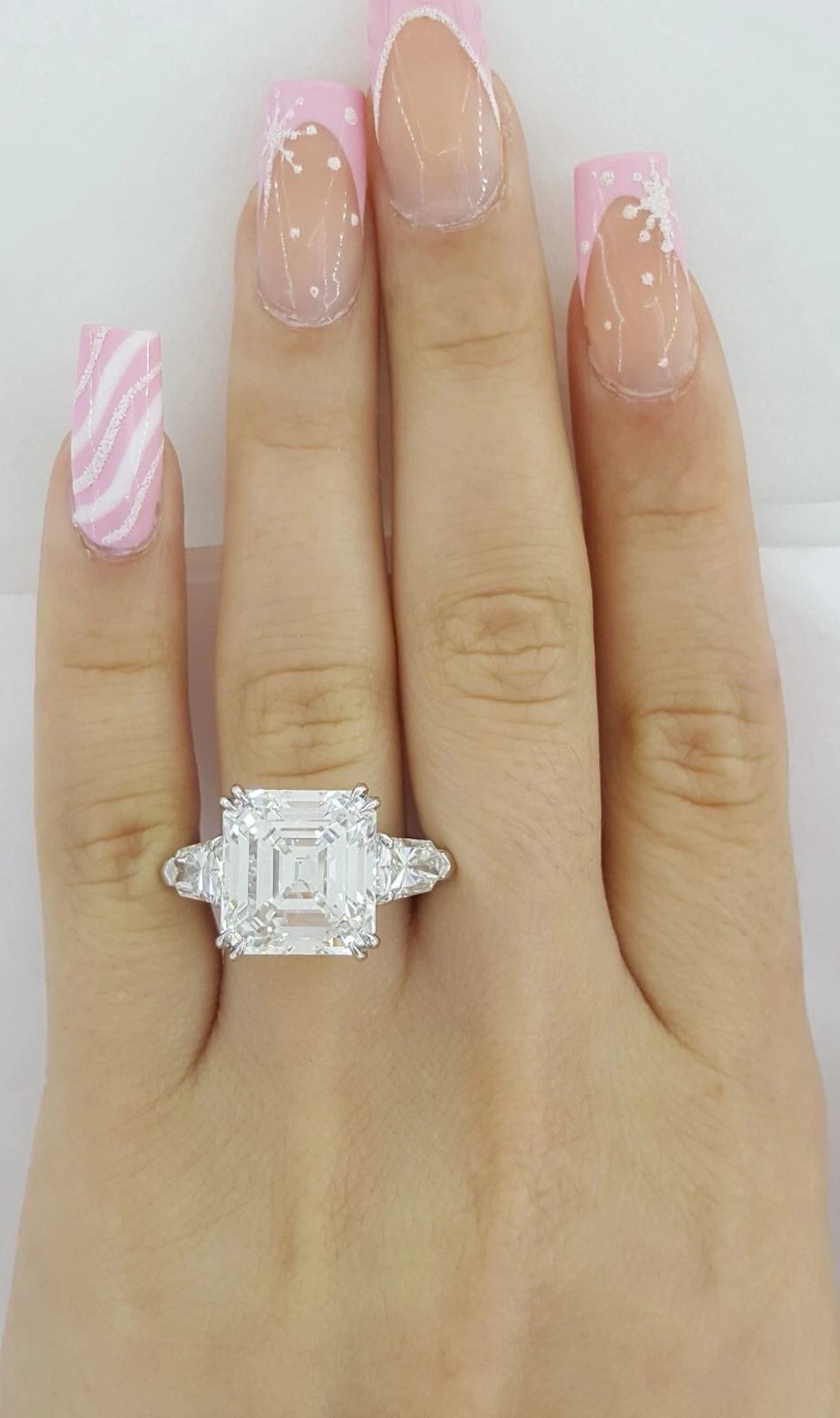10.12 Carat GIA Asscher Cut Diamond Three-Stone Engagement Ring – Platinum - Image 7