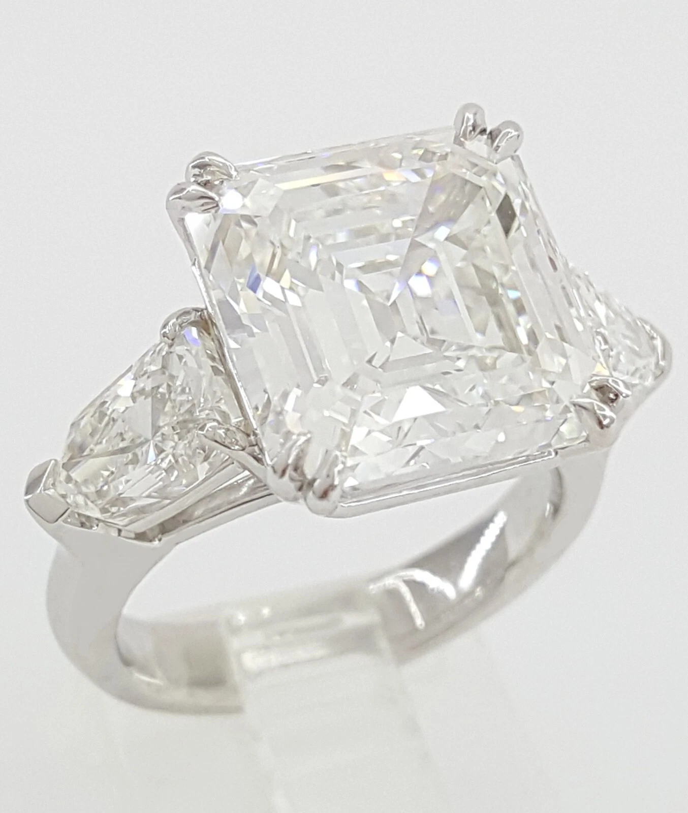 10.12 Carat GIA Asscher Cut Diamond Three-Stone Engagement Ring – Platinum - Image 6