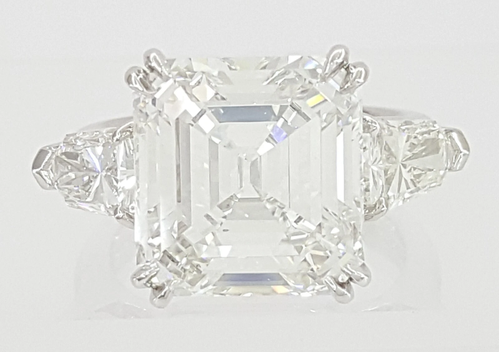 10.12 Carat GIA Asscher Cut Diamond Three-Stone Engagement Ring – Platinum - Image 8