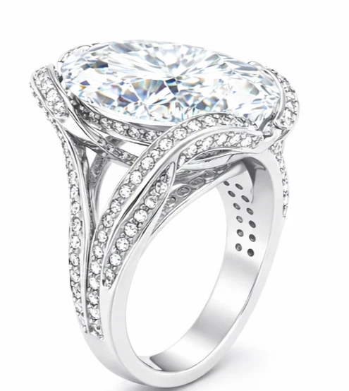 10.00 Carat GIA Oval Diamond Ring – D Color VVS1 Platinum Pavé Setting - Image 3