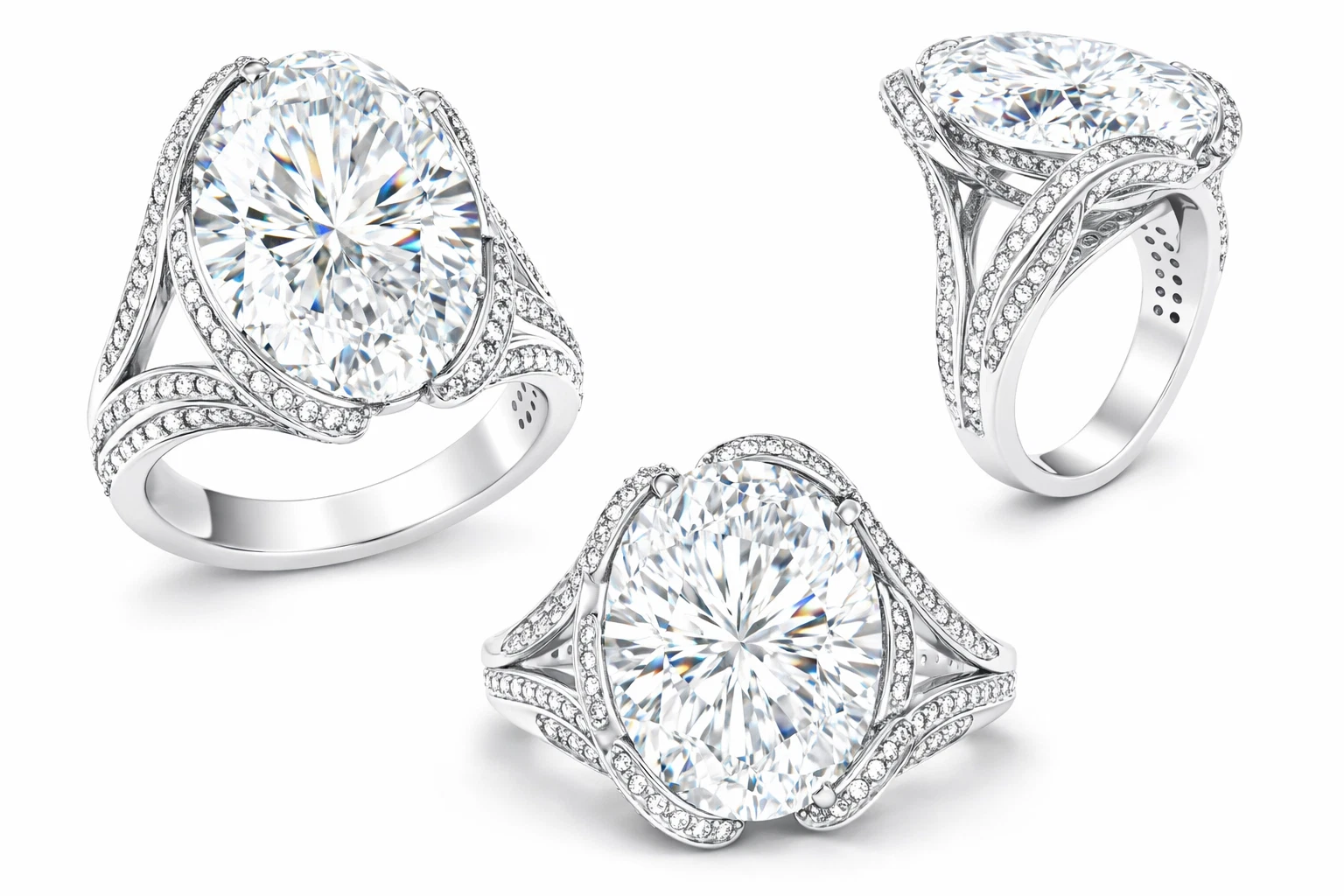 10.00 Carat GIA Oval Diamond Ring – D Color VVS1 Platinum Pavé Setting - Image 2