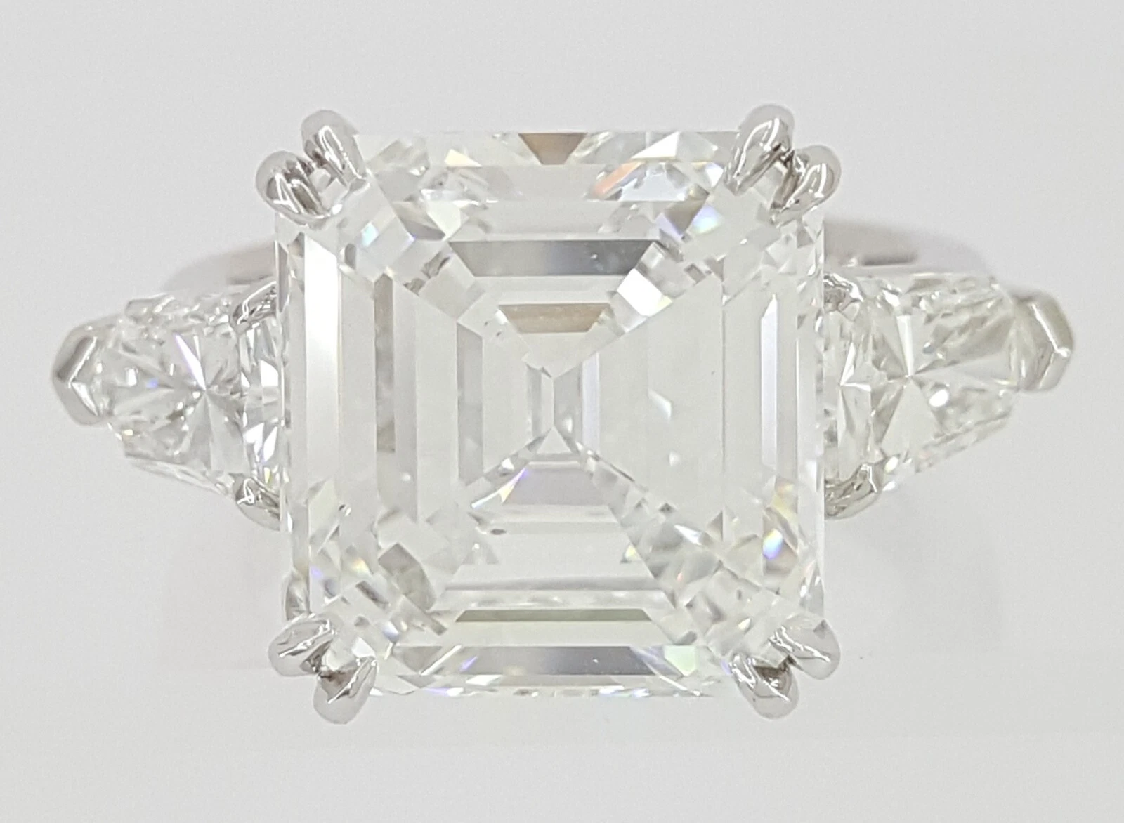 10.12 Carat GIA Asscher Cut Diamond Three-Stone Engagement Ring – Platinum - Image 4